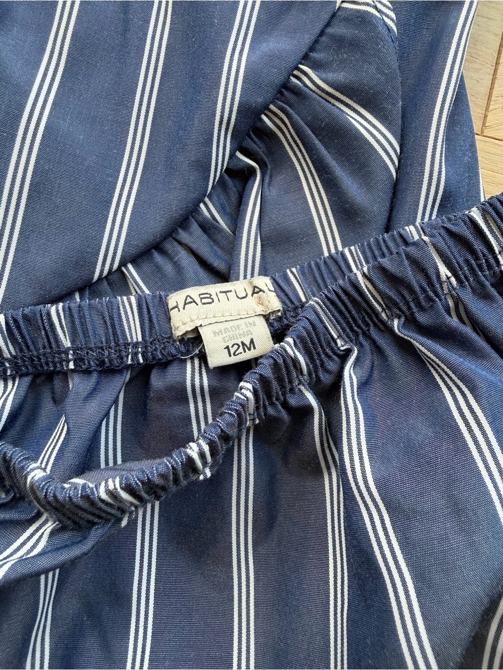 Habitual Baby Girl Blue Striped Ruffle Dress + Bloomers Set 12M - Picture 5 of 5